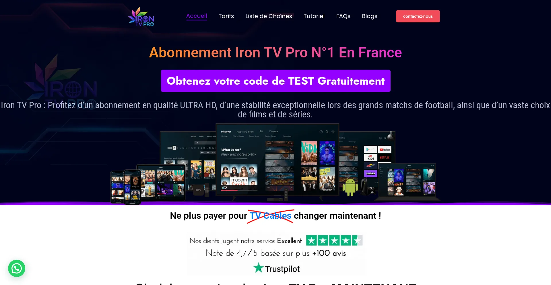 Website screenshot of Irontvpro.tv