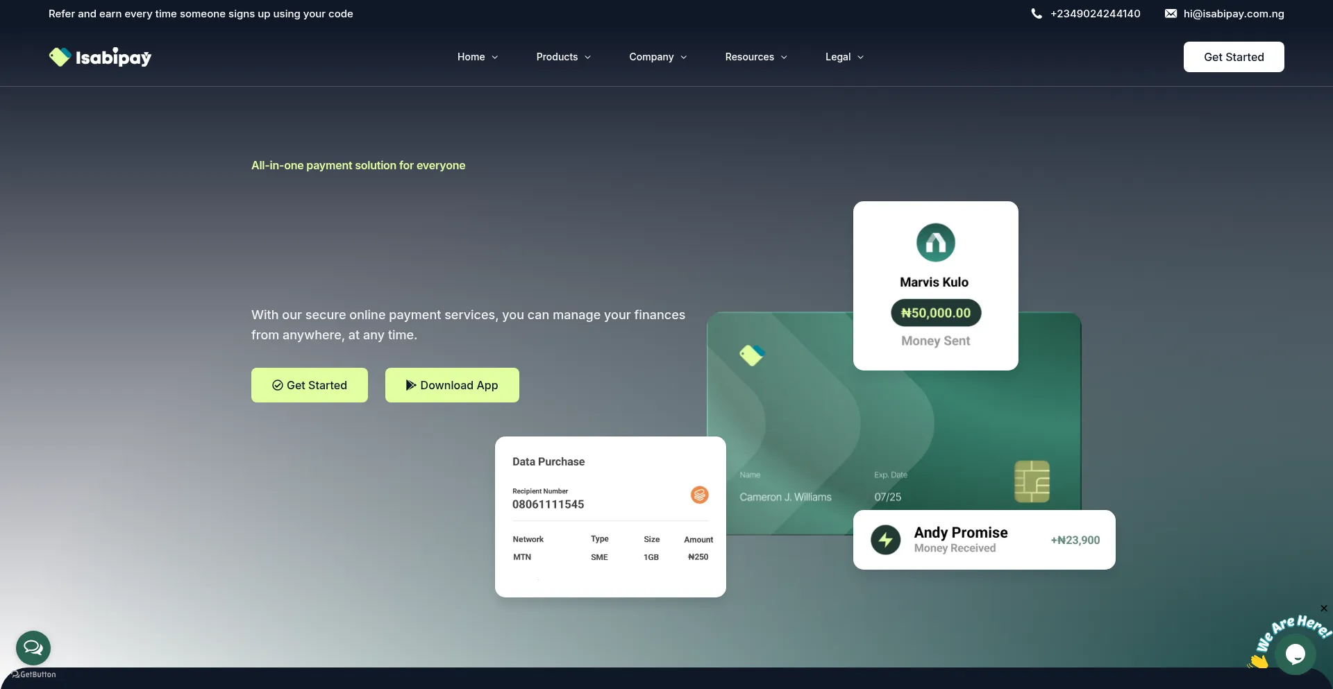 Website screenshot of Isabipay.com.ng