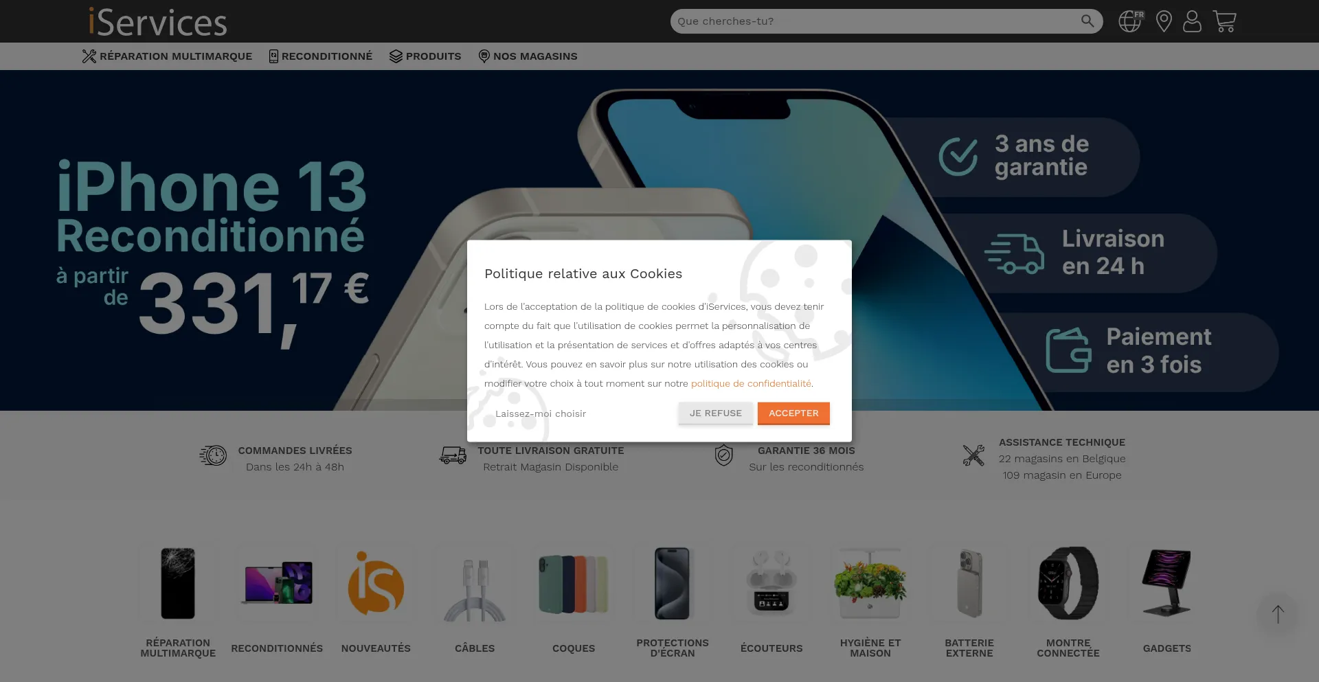 Website screenshot of Iservices.be