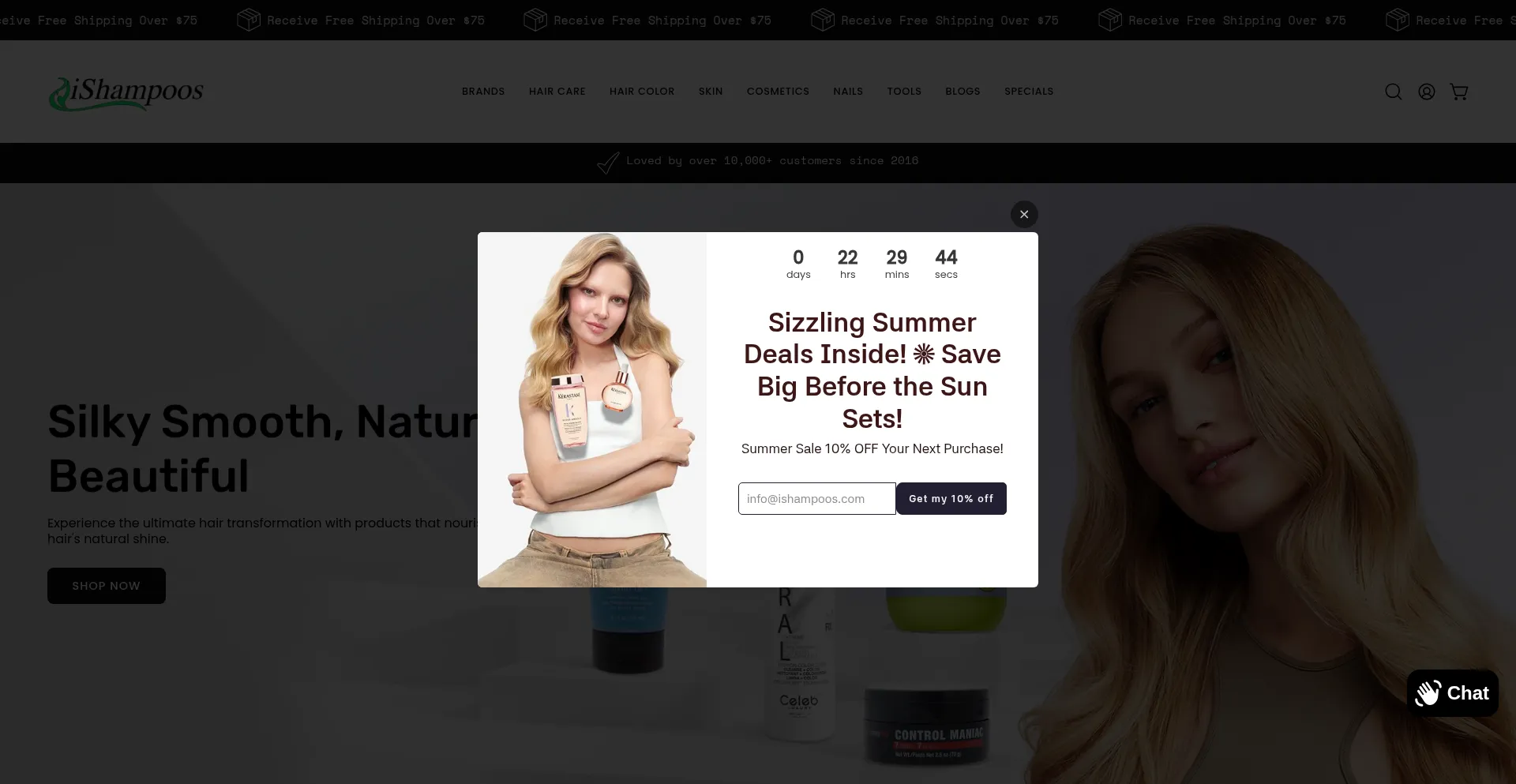 Website screenshot of Ishampoos.com