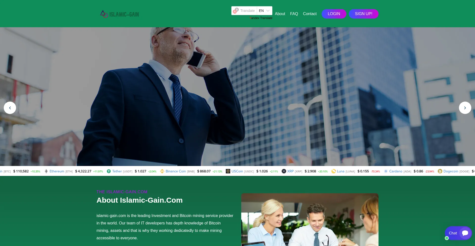 Website screenshot of Islamic-gain.com