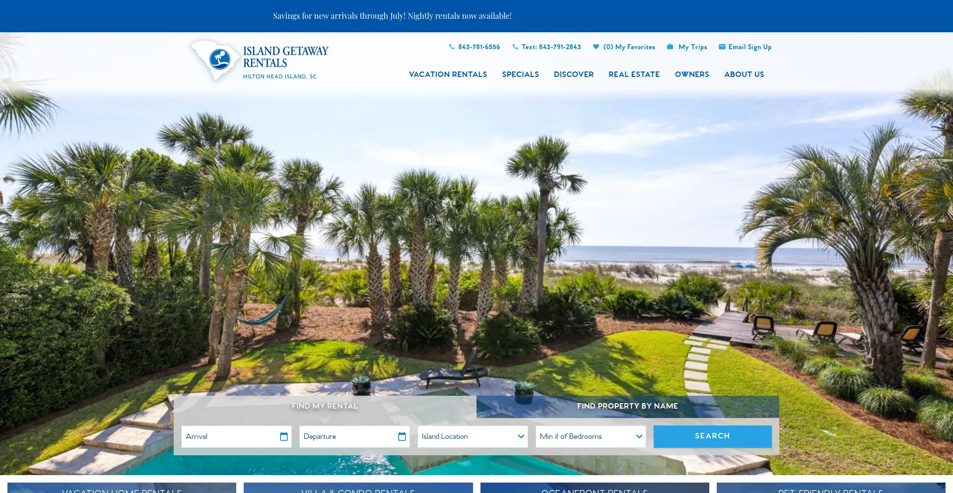 Website screenshot of Islandgetaway.com