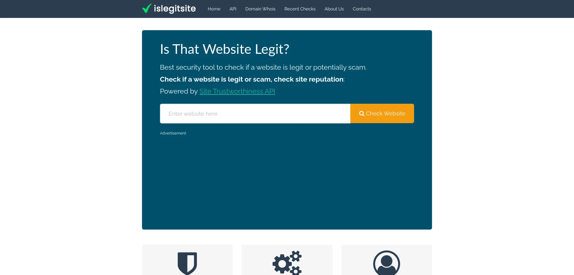 Website screenshot of Islegitsite.com