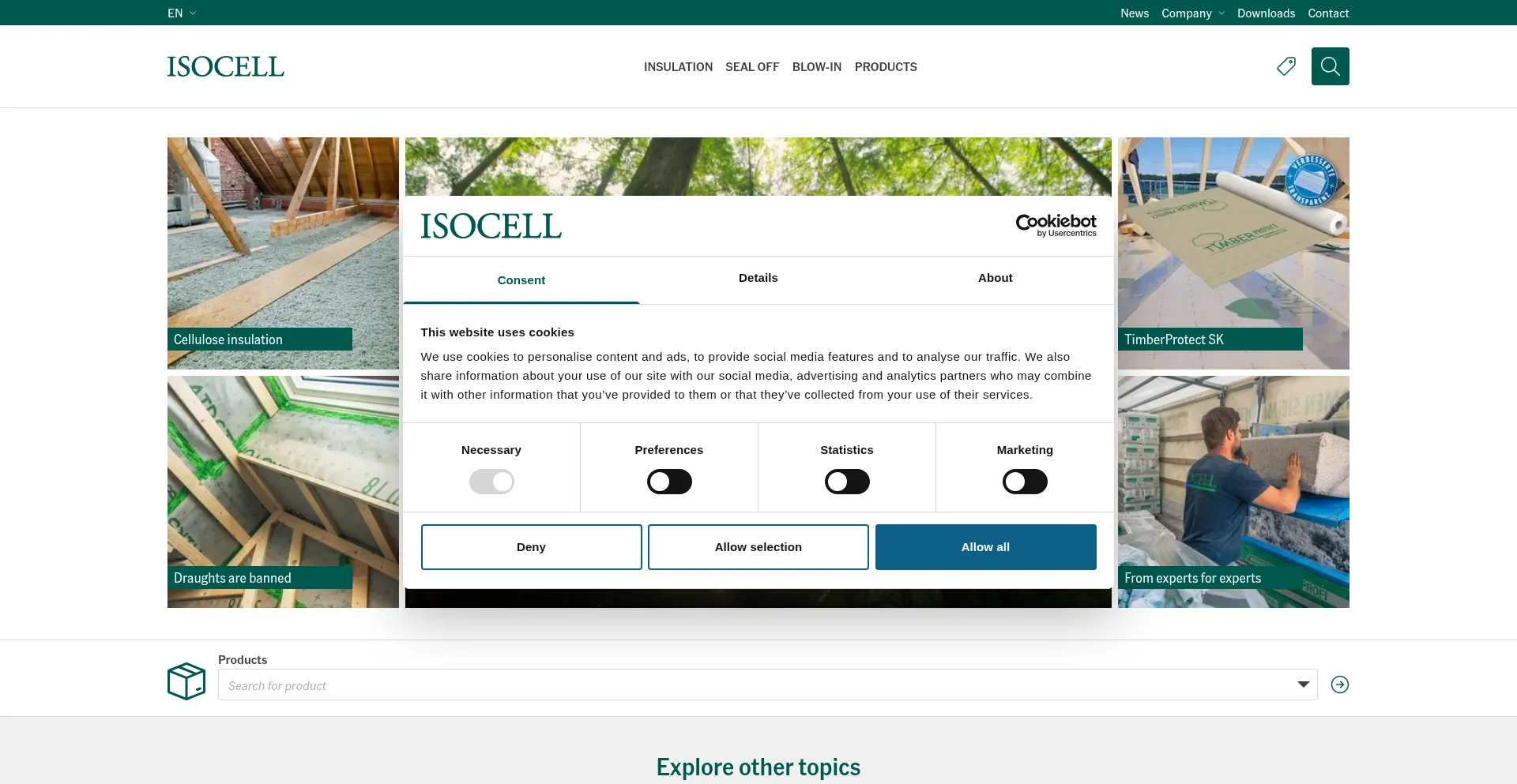 Website screenshot of Isocell.com