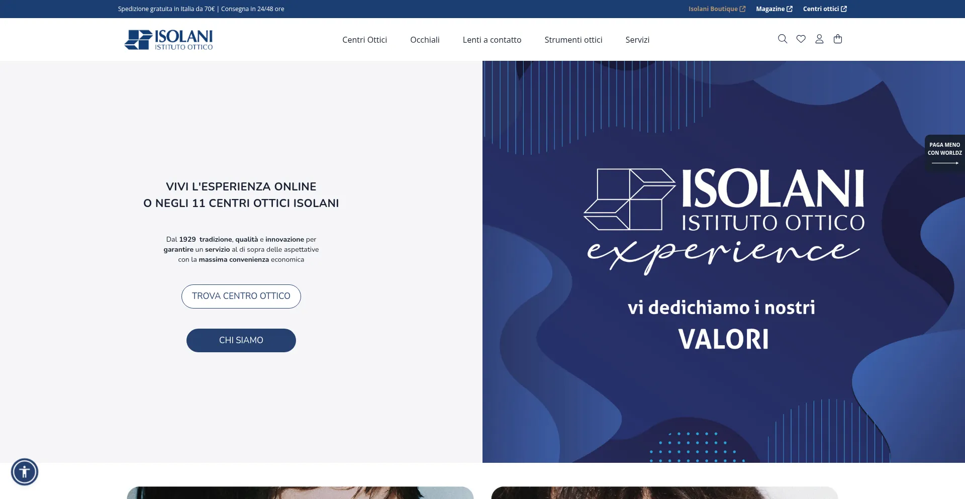 Website screenshot of Isolani.com