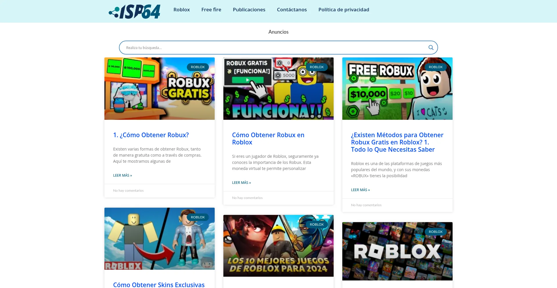 Website screenshot of Isp64.net