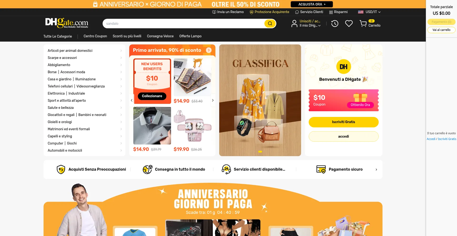 Website screenshot of It.dhgate.com