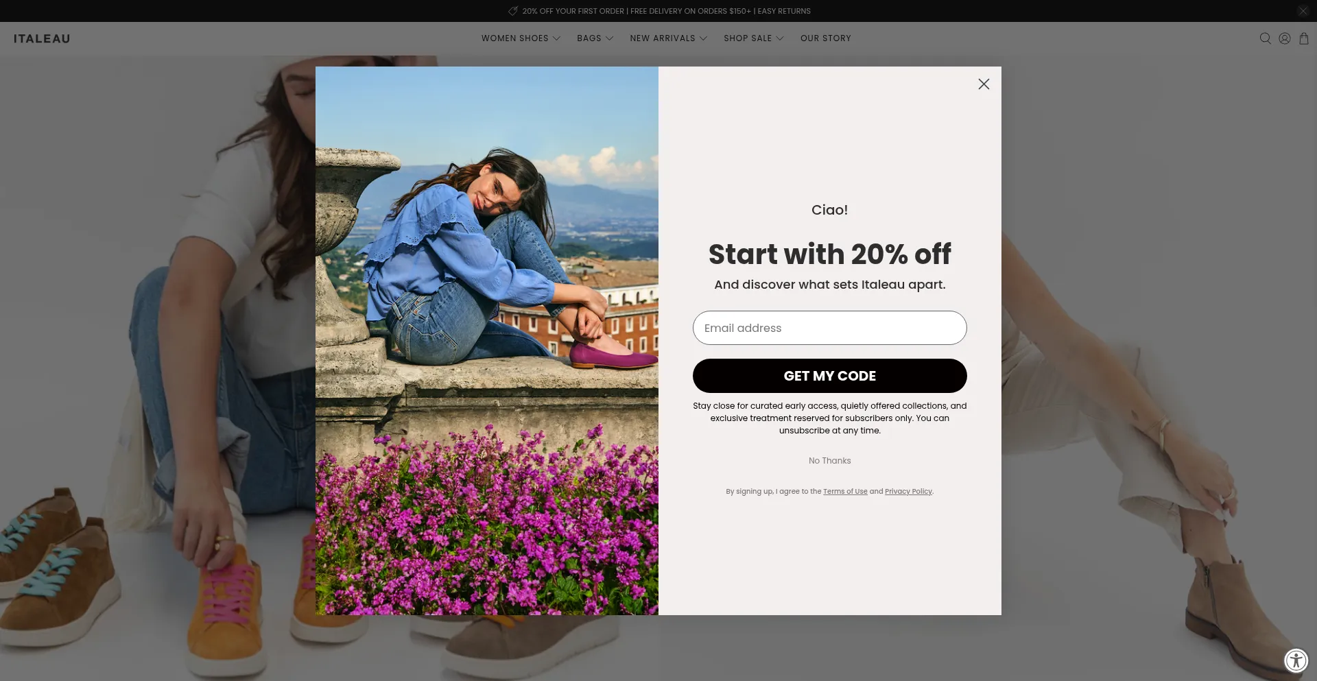 Website screenshot of Italeau.com