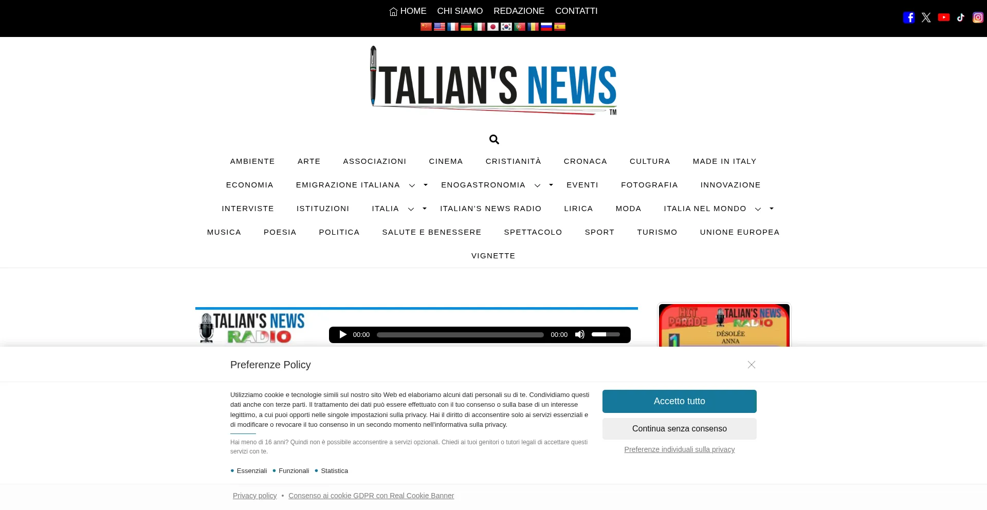 Website screenshot of Italiansnews.it