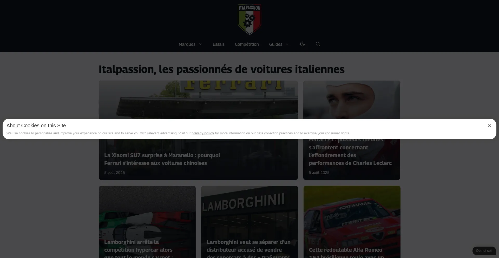 Website screenshot of Italpassion.fr