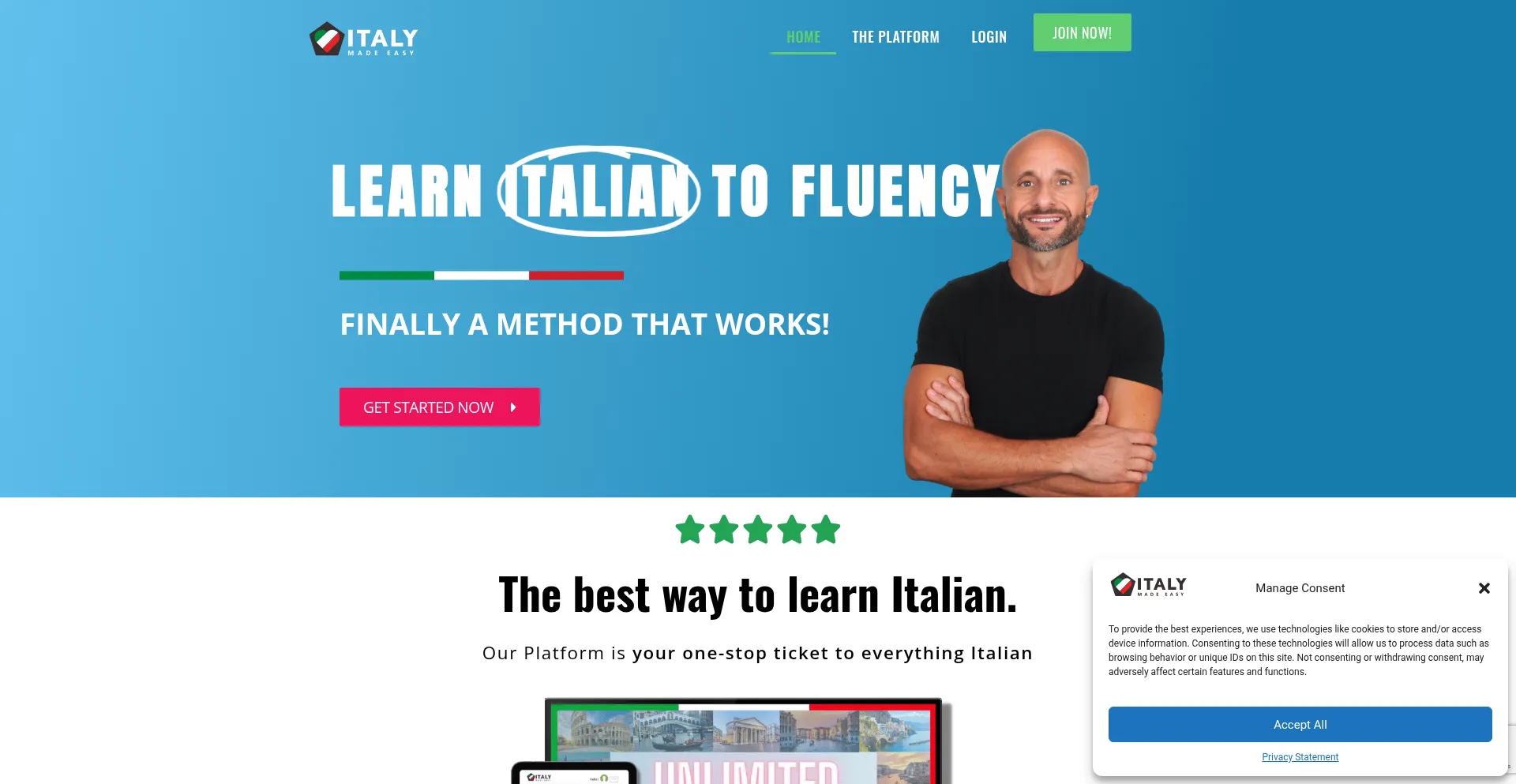 Website screenshot of Italymadeeasy.com