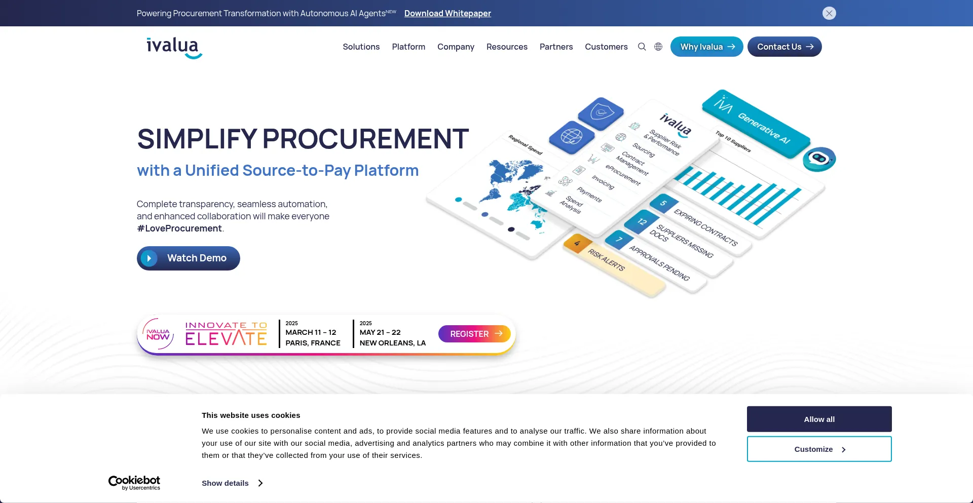 Website screenshot of Ivalua.com