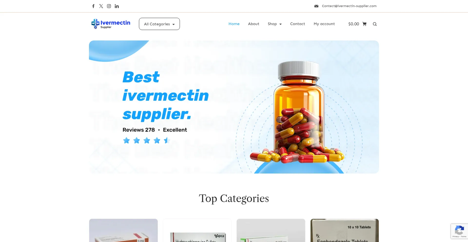 Website screenshot of Ivermectin-supplier.com