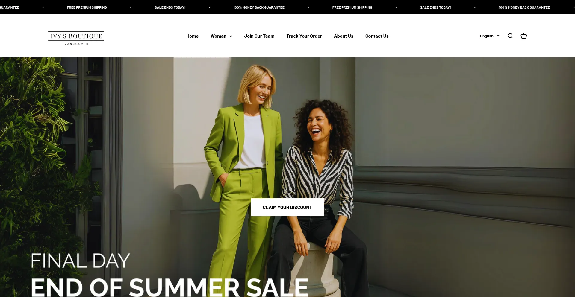 Website screenshot of Ivys-boutique.com