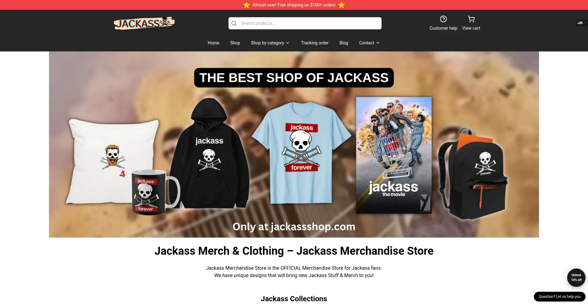 Website screenshot of Jackassshop.com