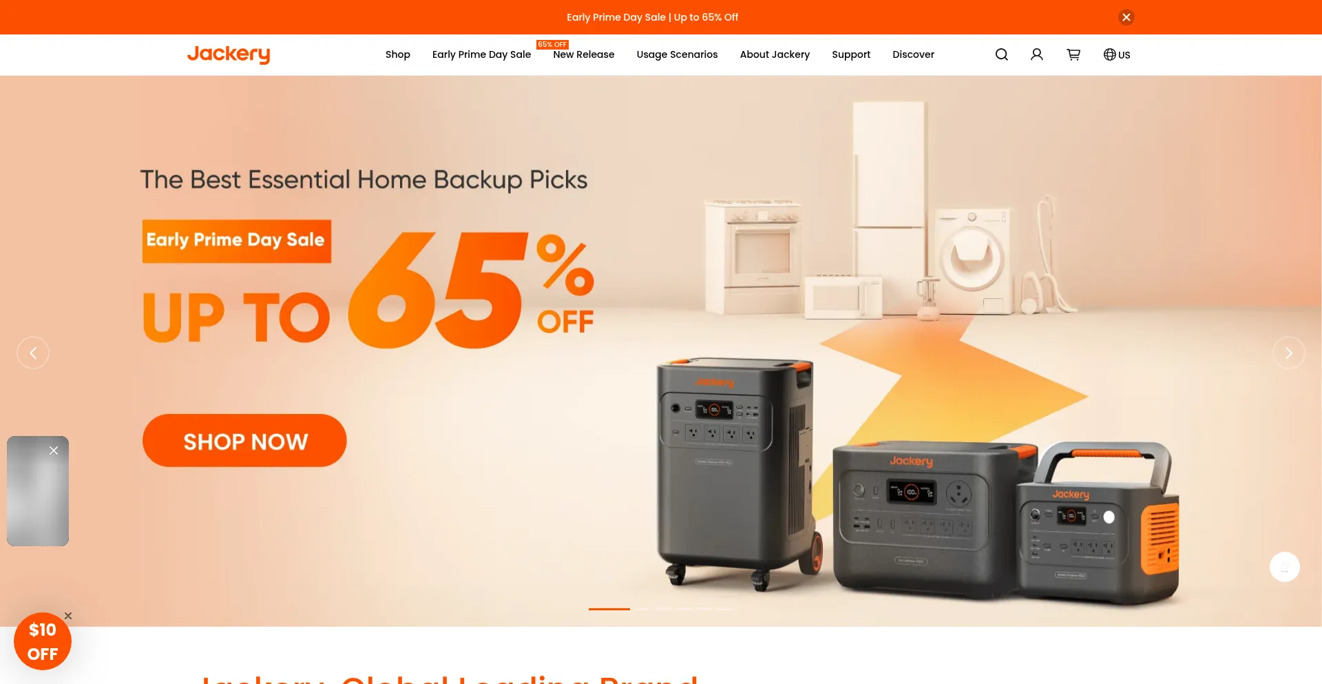 Website screenshot of Jackery.com