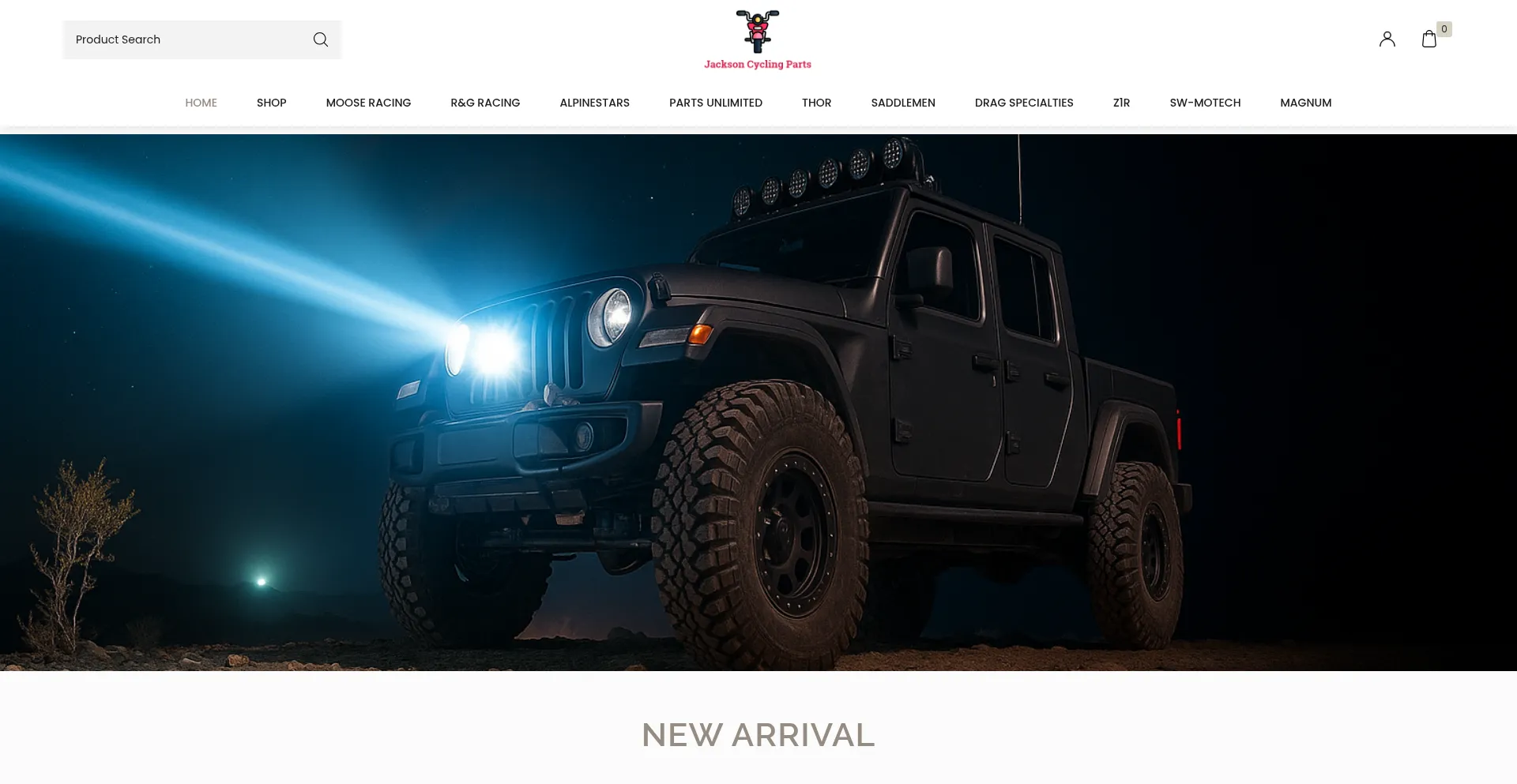 Website screenshot of Jacksoncyclingparts.com
