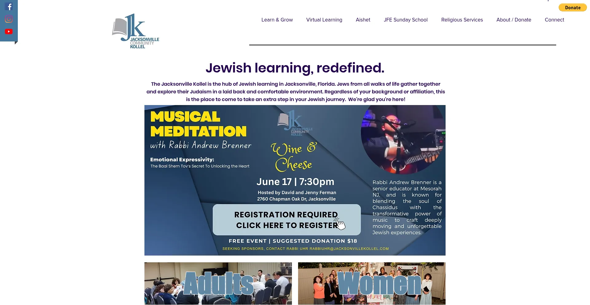 Website screenshot of Jacksonvillekollel.com