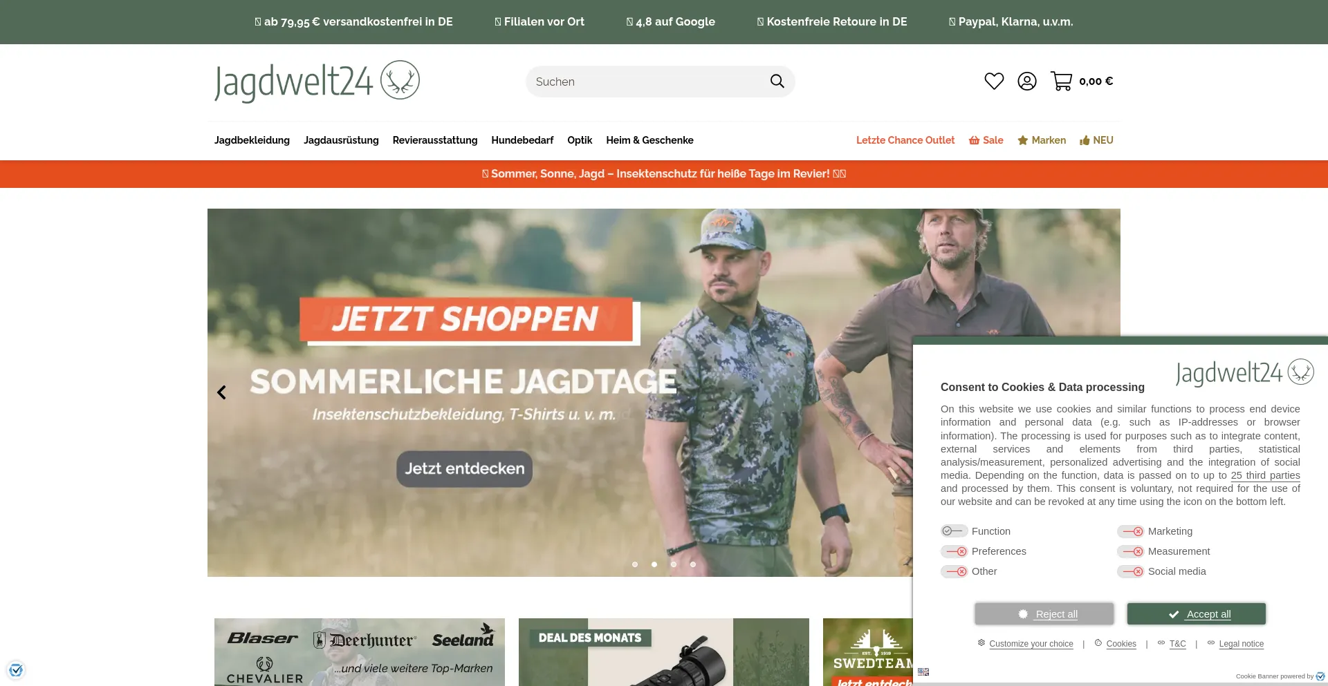 Website screenshot of Jagdwelt24.de
