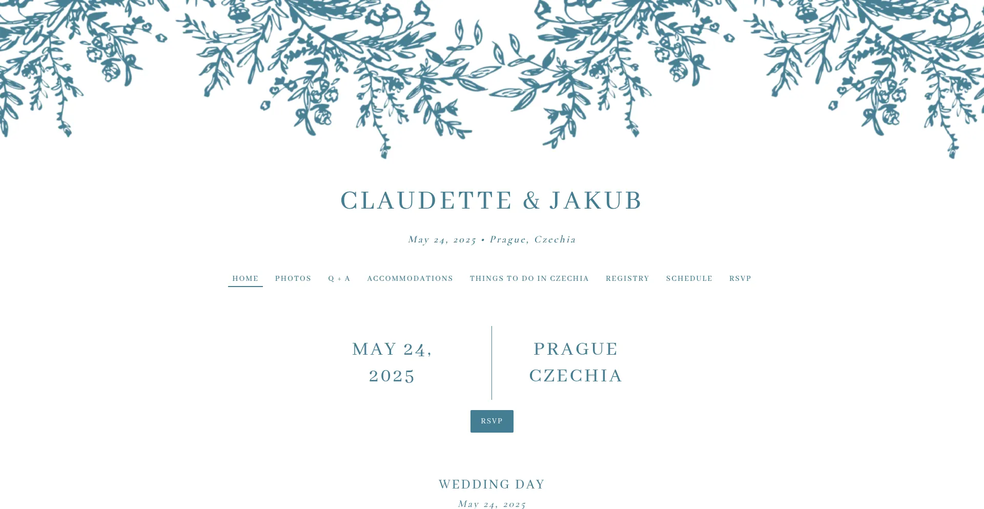 Website screenshot of Jakubandchloe.wedding