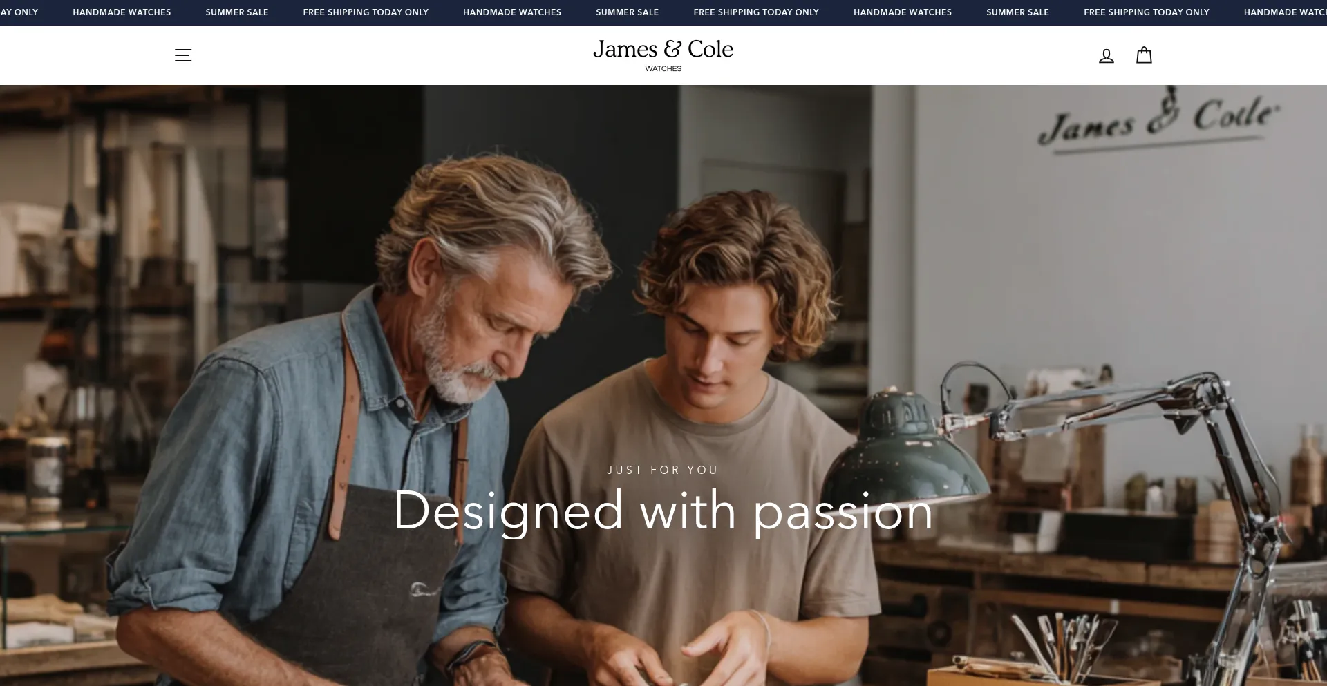Website screenshot of Jamescolewatches.com