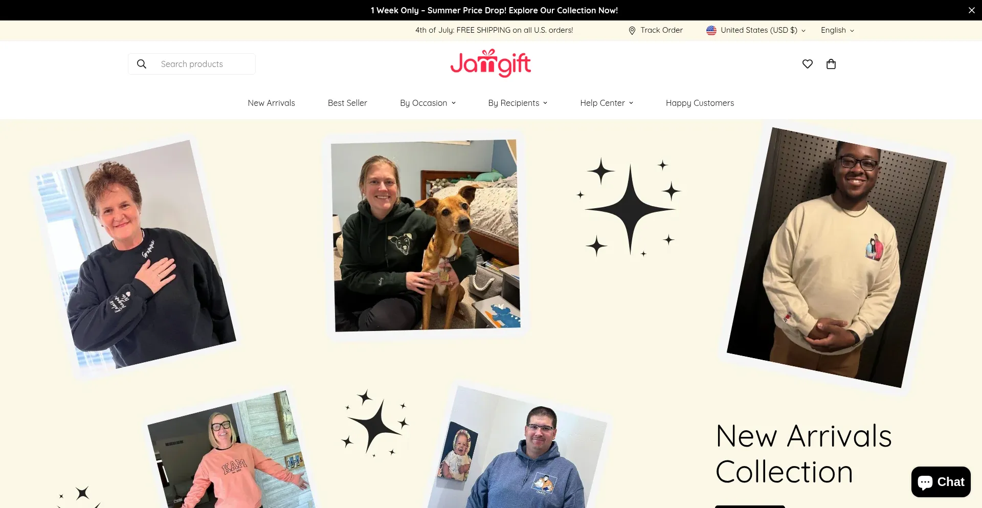 Website screenshot of Jamgift.com