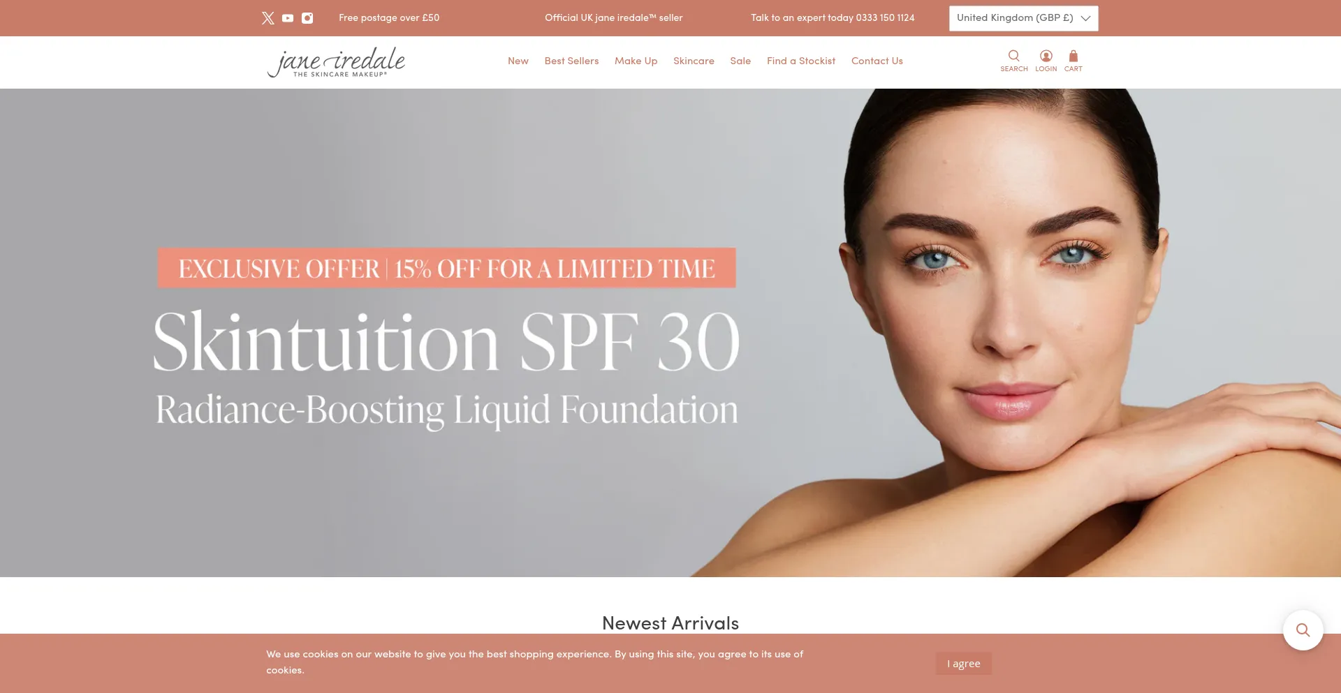 Website screenshot of Janeiredale.co.uk