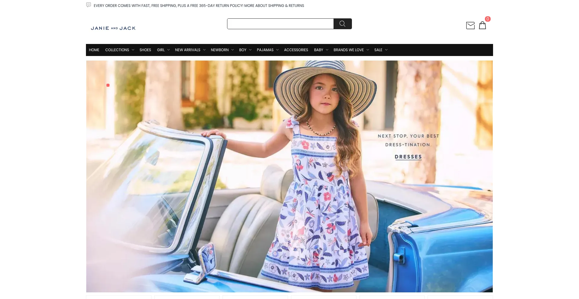 Website screenshot of Janieandjackshop.com