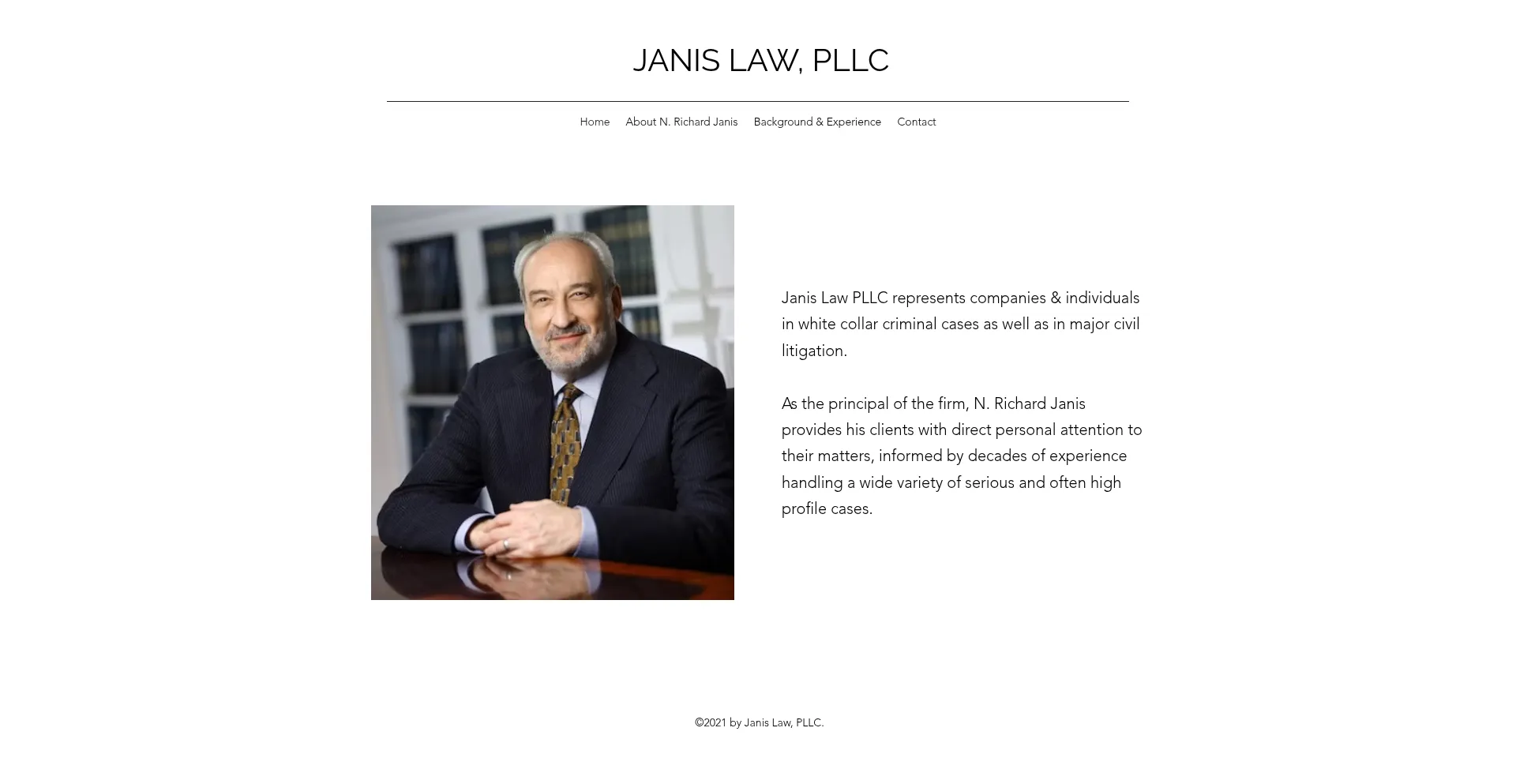 Website screenshot of Janislawpllc.com