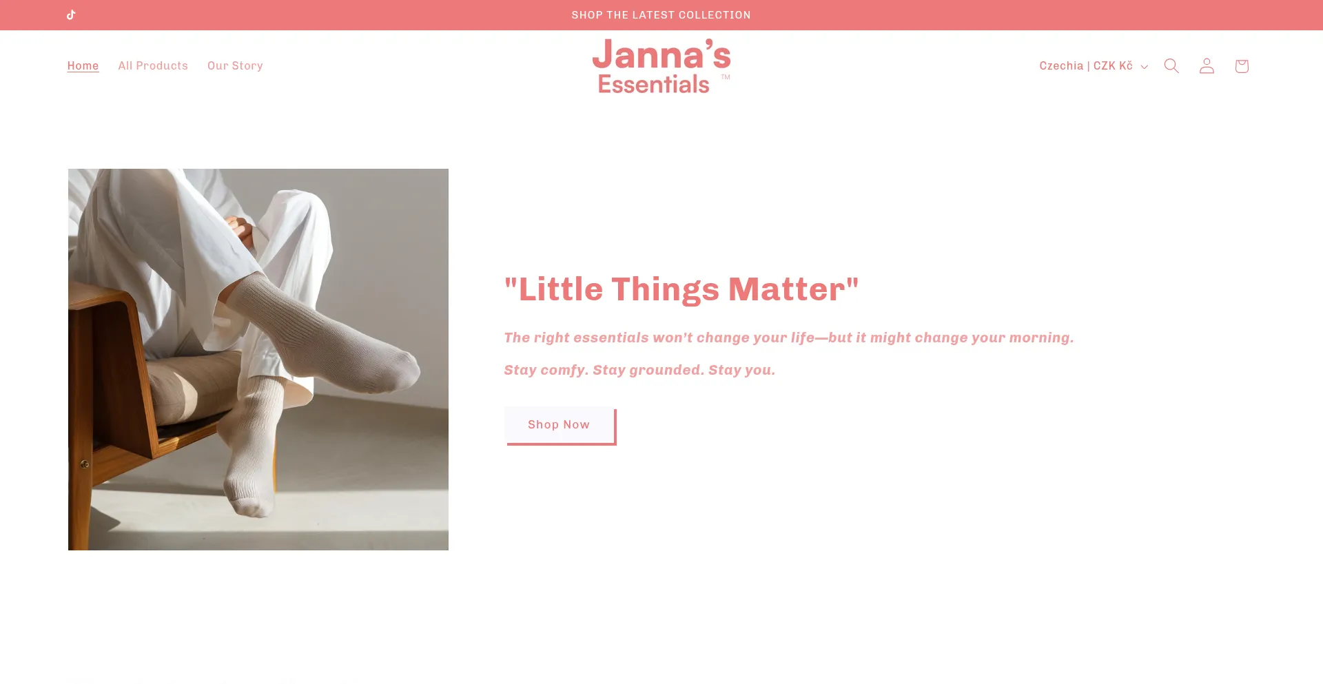 Website screenshot of Jannasessentials.com