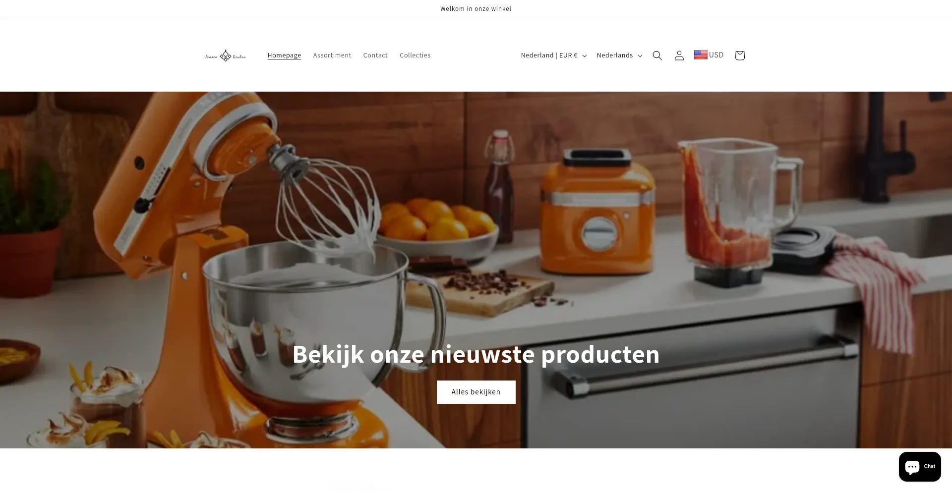 Website screenshot of Jansenkeuken.nl