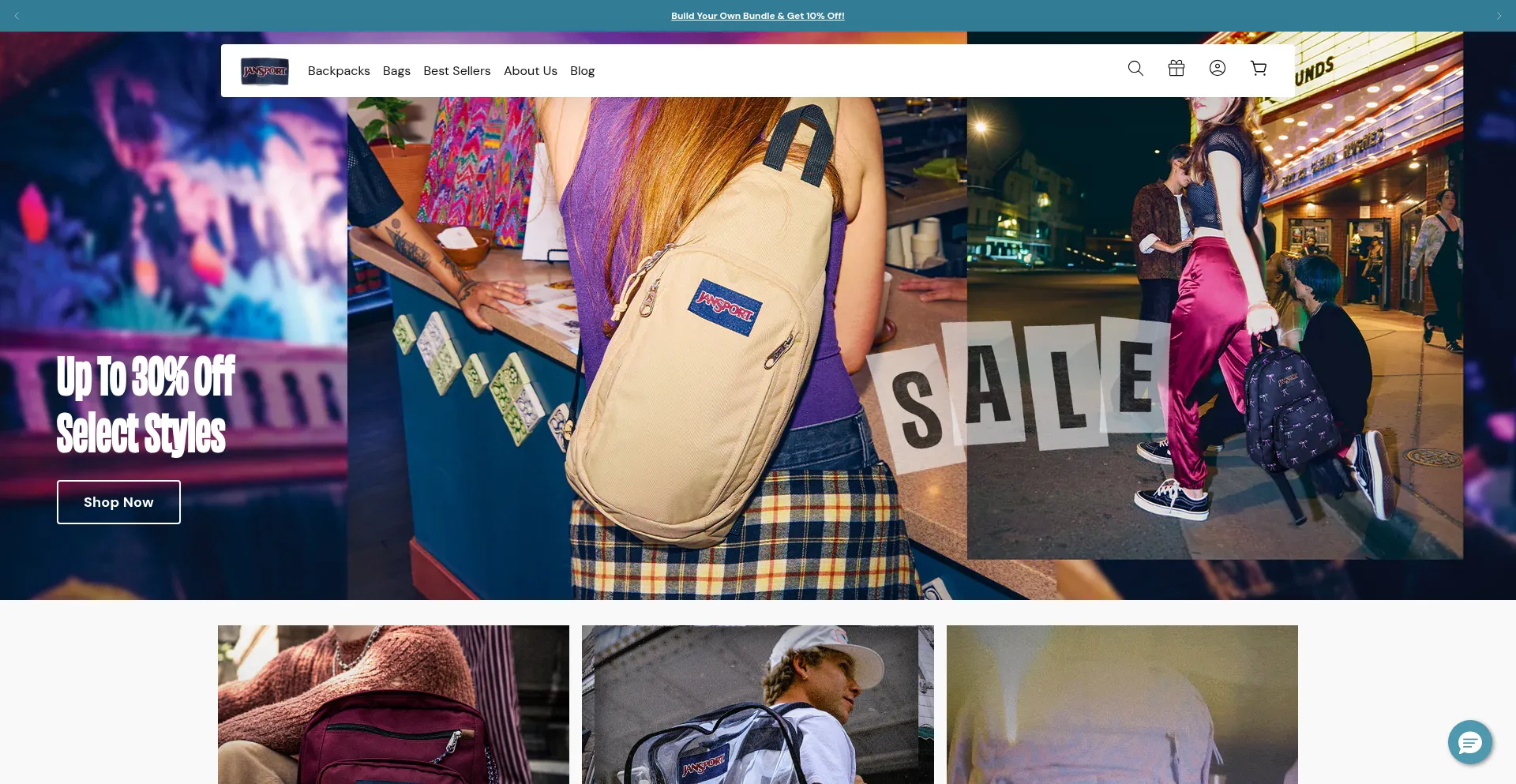 Website screenshot of Jansport.com