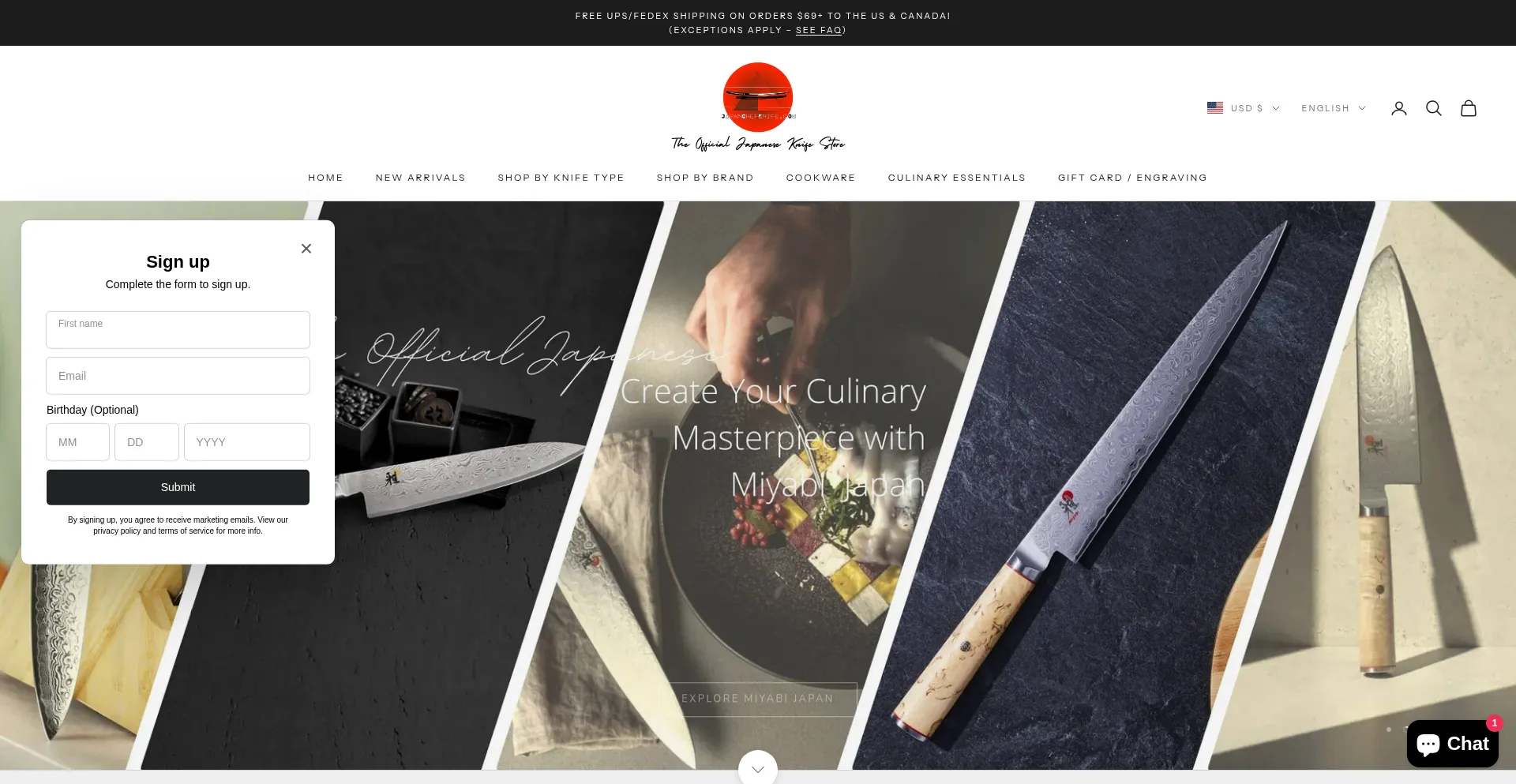 Website screenshot of Japanchefknife.com