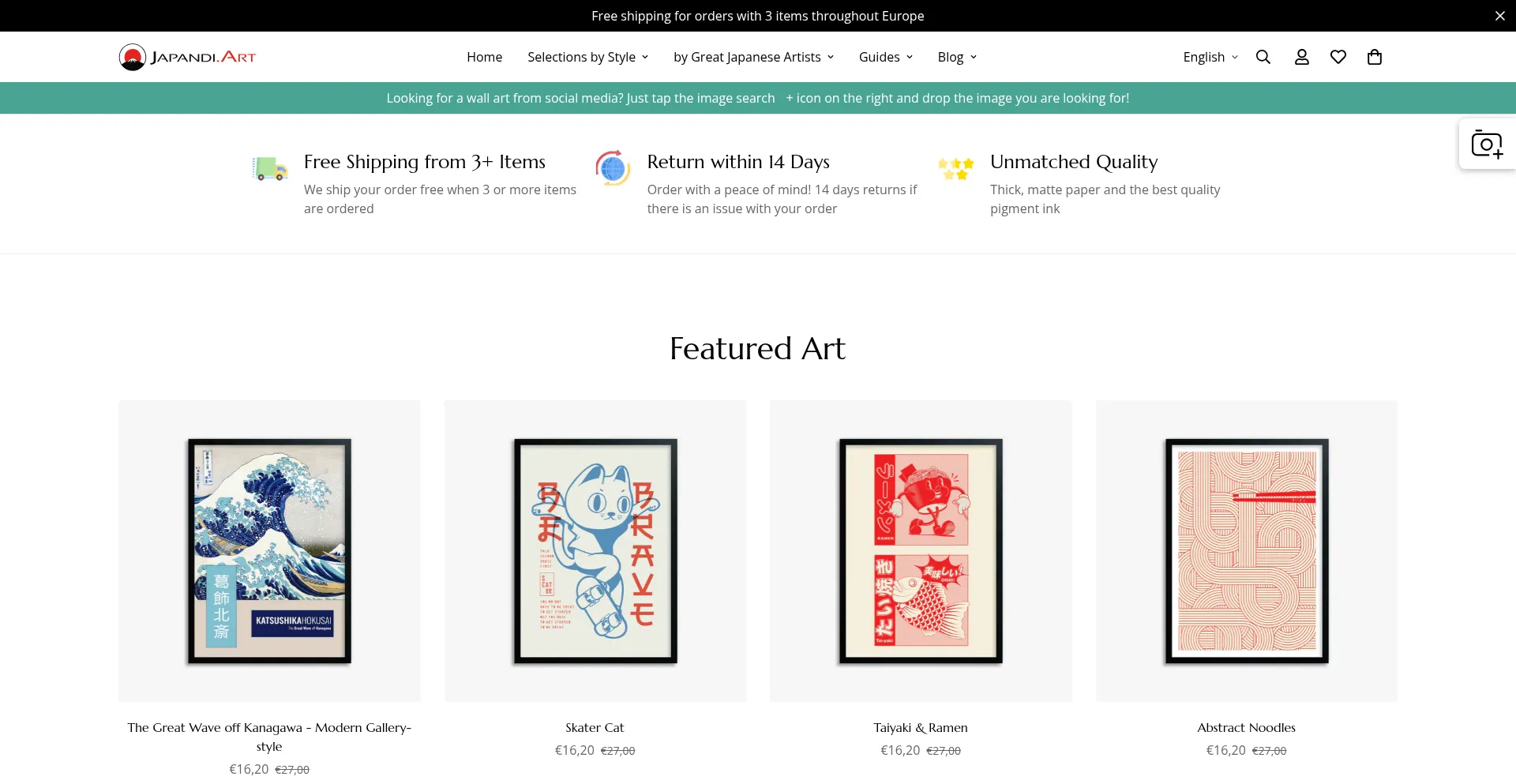 Website screenshot of Japandi.art