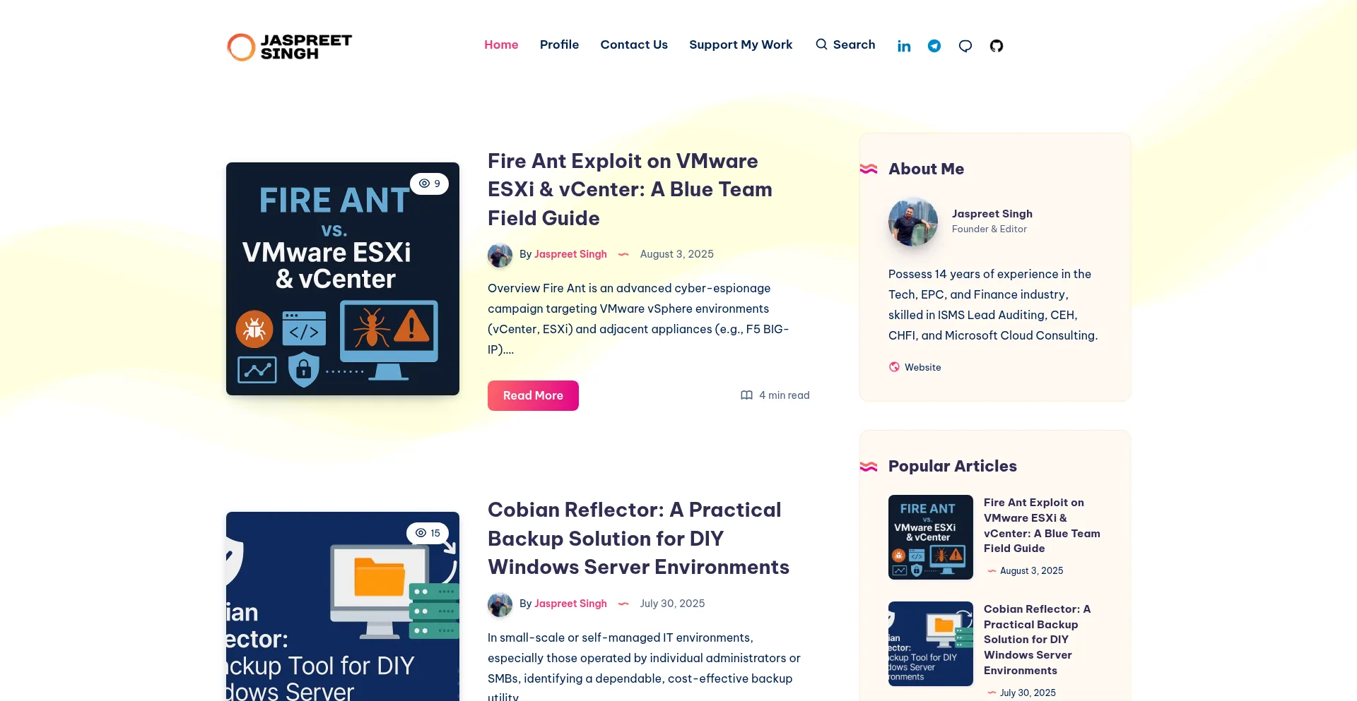 Website screenshot of Jaspreet.net