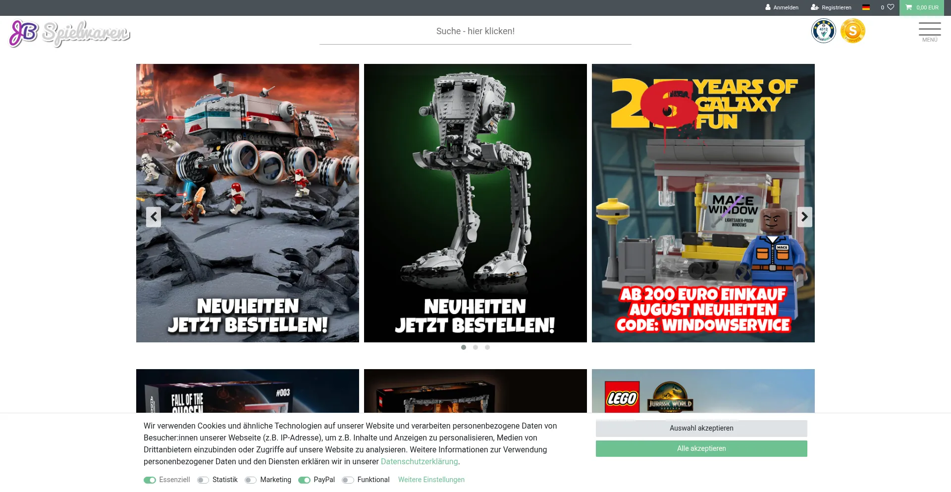 Website screenshot of Jb-spielwaren.de