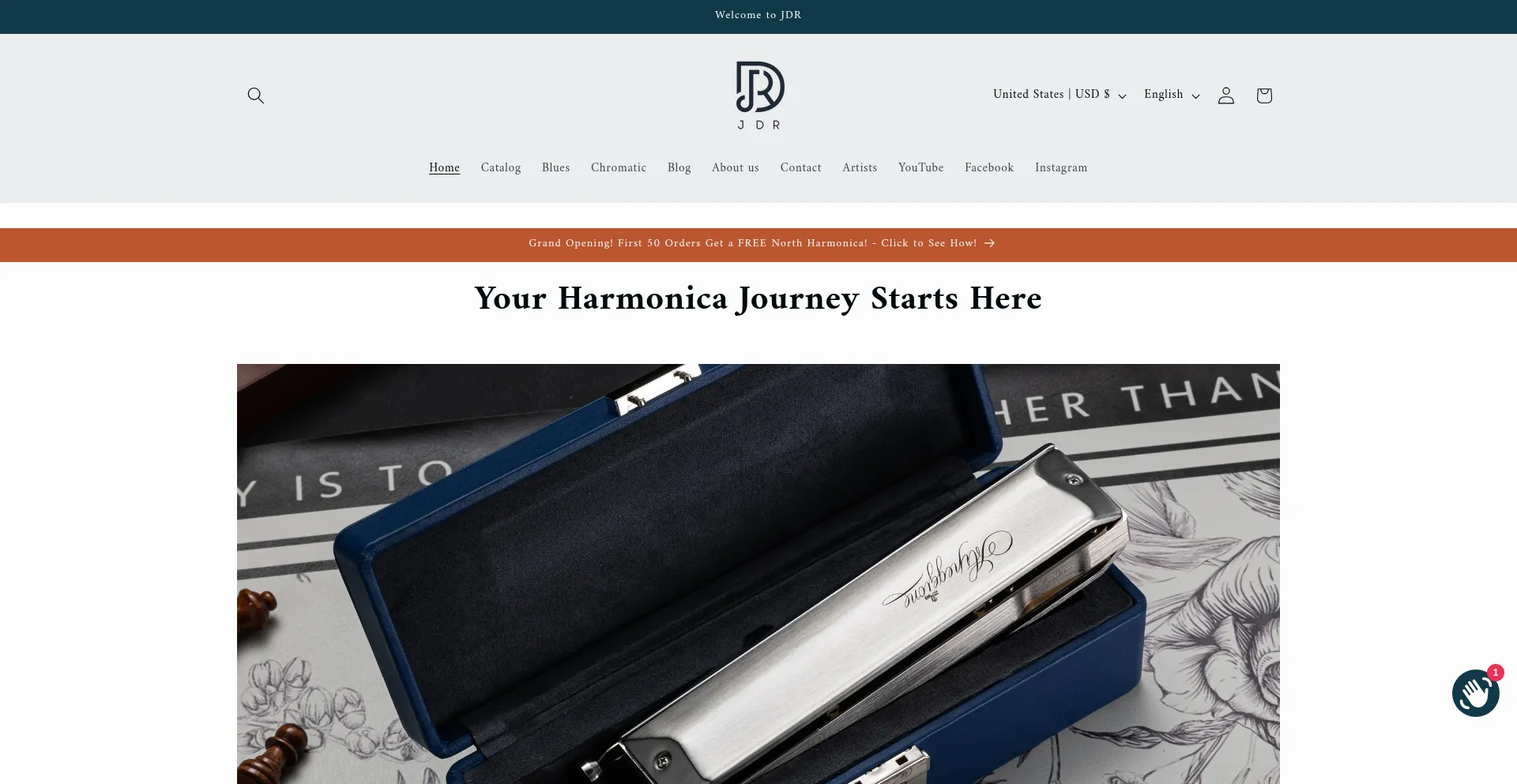 Website screenshot of Jdrharmonica.com