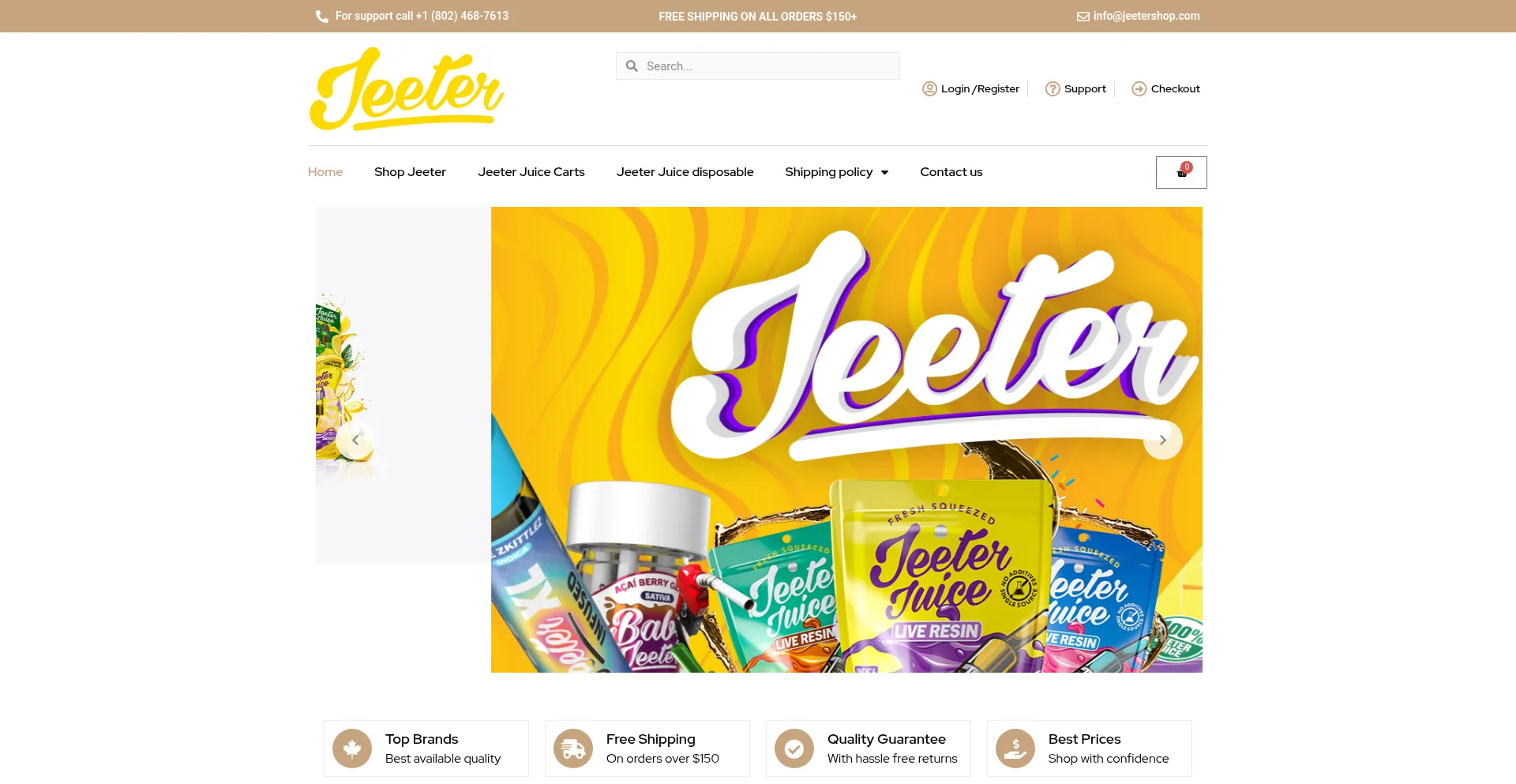 Website screenshot of Jeetershop.com
