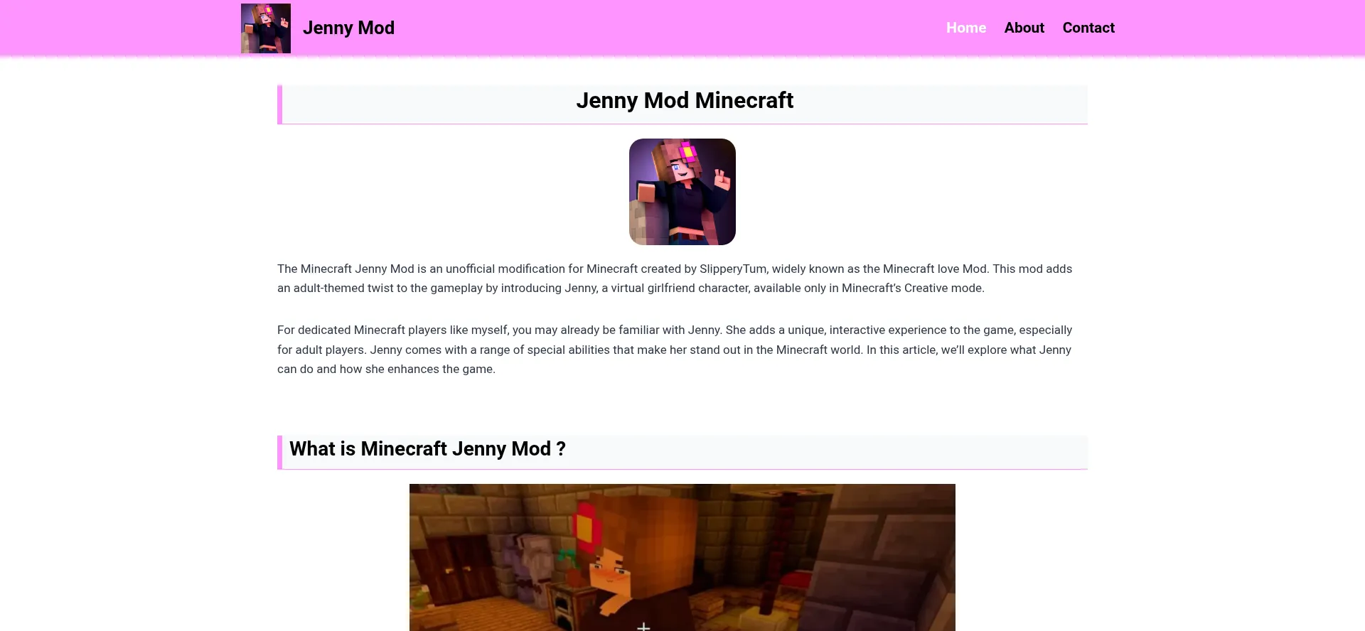 Website screenshot of Jenny-mod.me