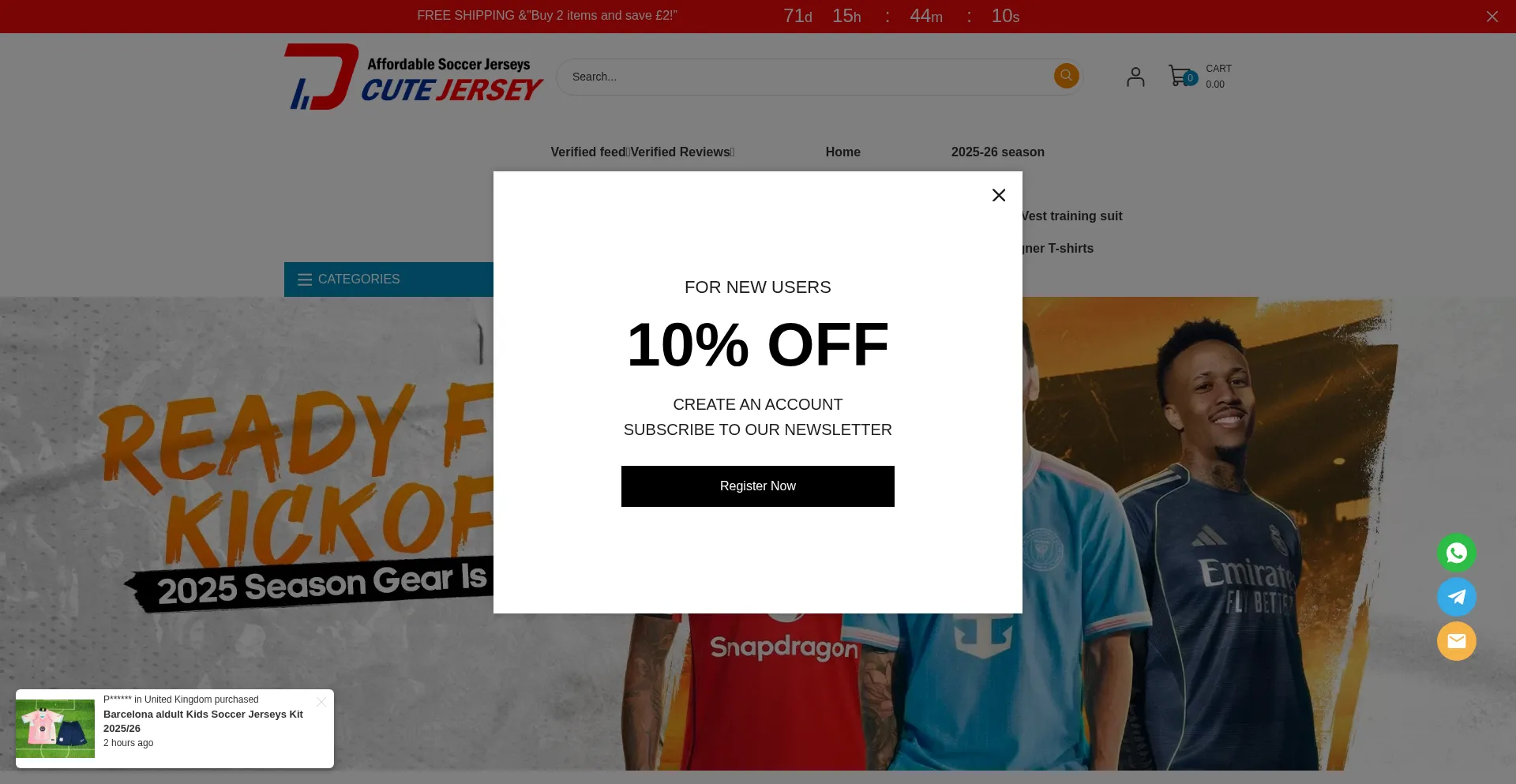 Website screenshot of Jerseyshop.co