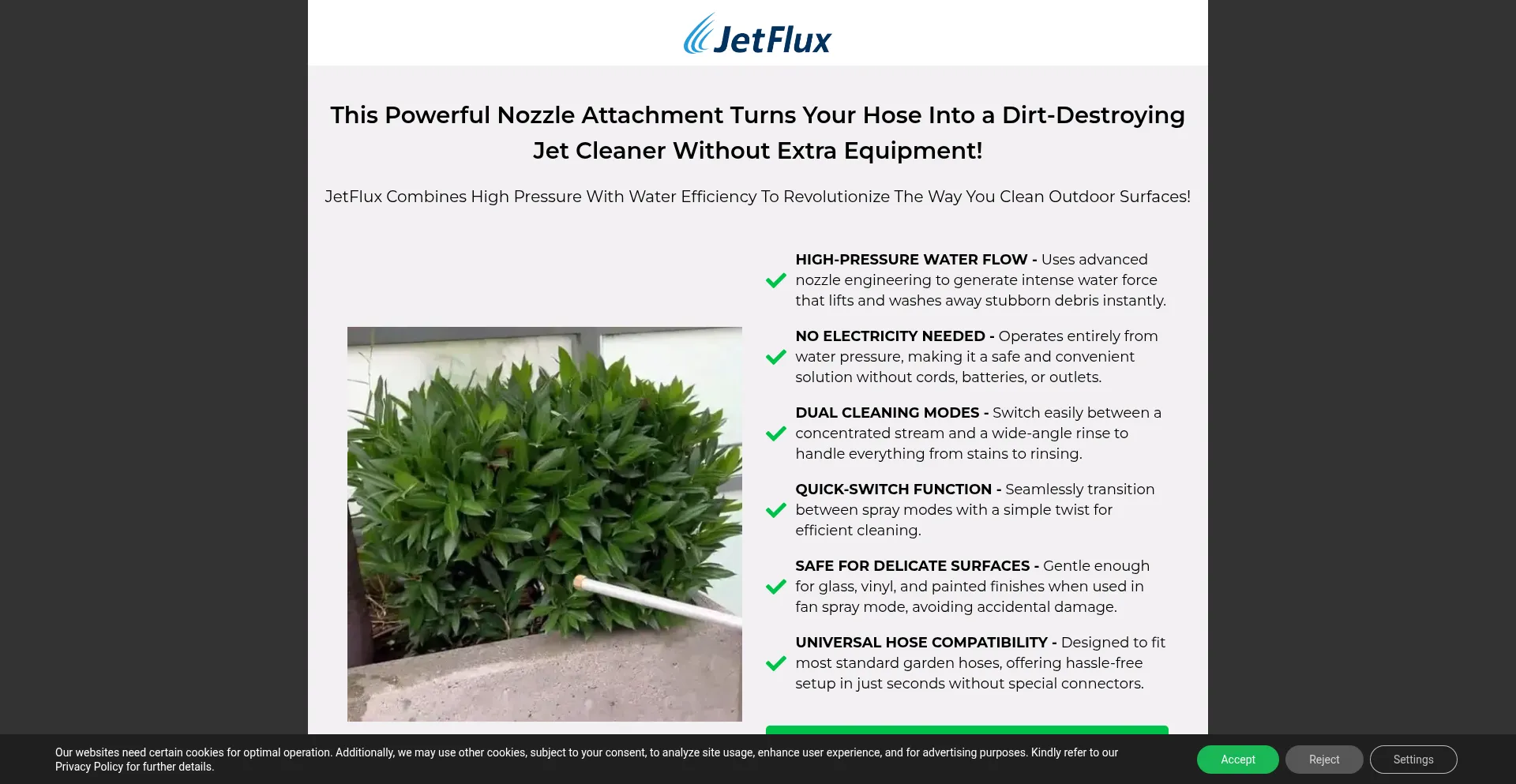 Website screenshot of Jetflux.store