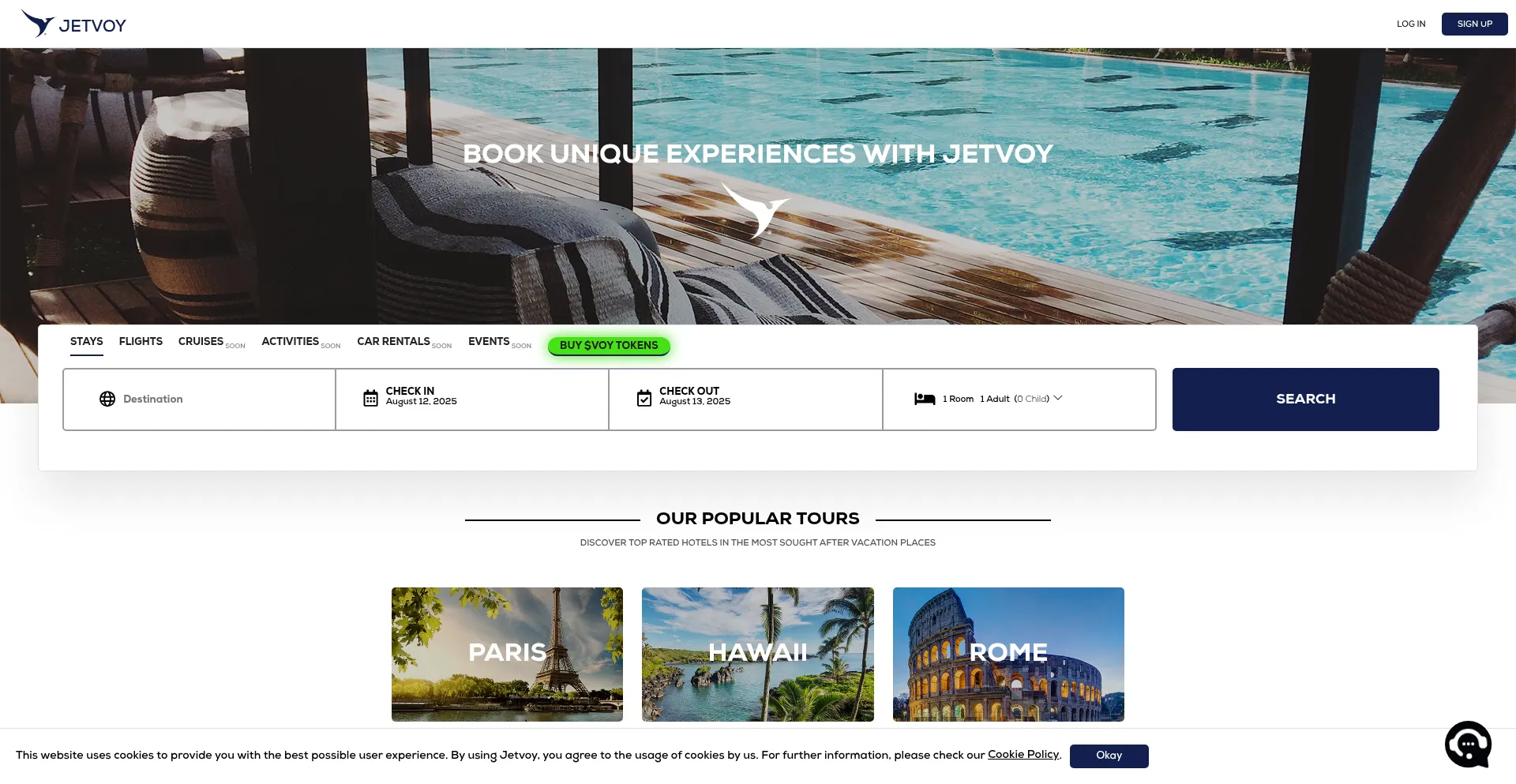 Website screenshot of Jetvoy.com