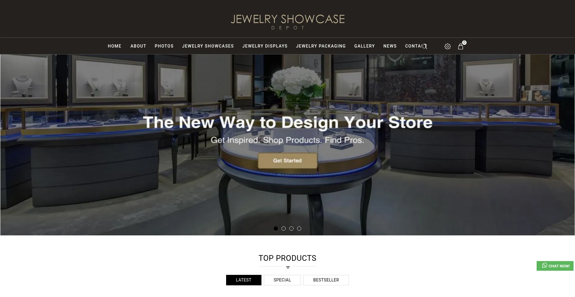 Website screenshot of Jewelryshowcasedepot.com