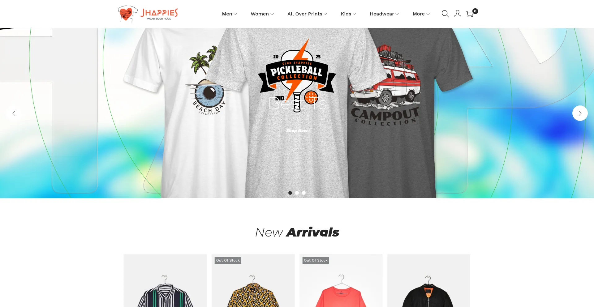 Website screenshot of Jhappies.com
