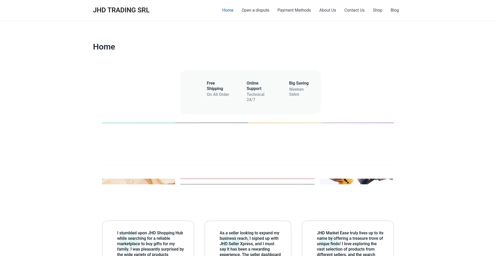 Website screenshot of Jhdtradingsrl.net