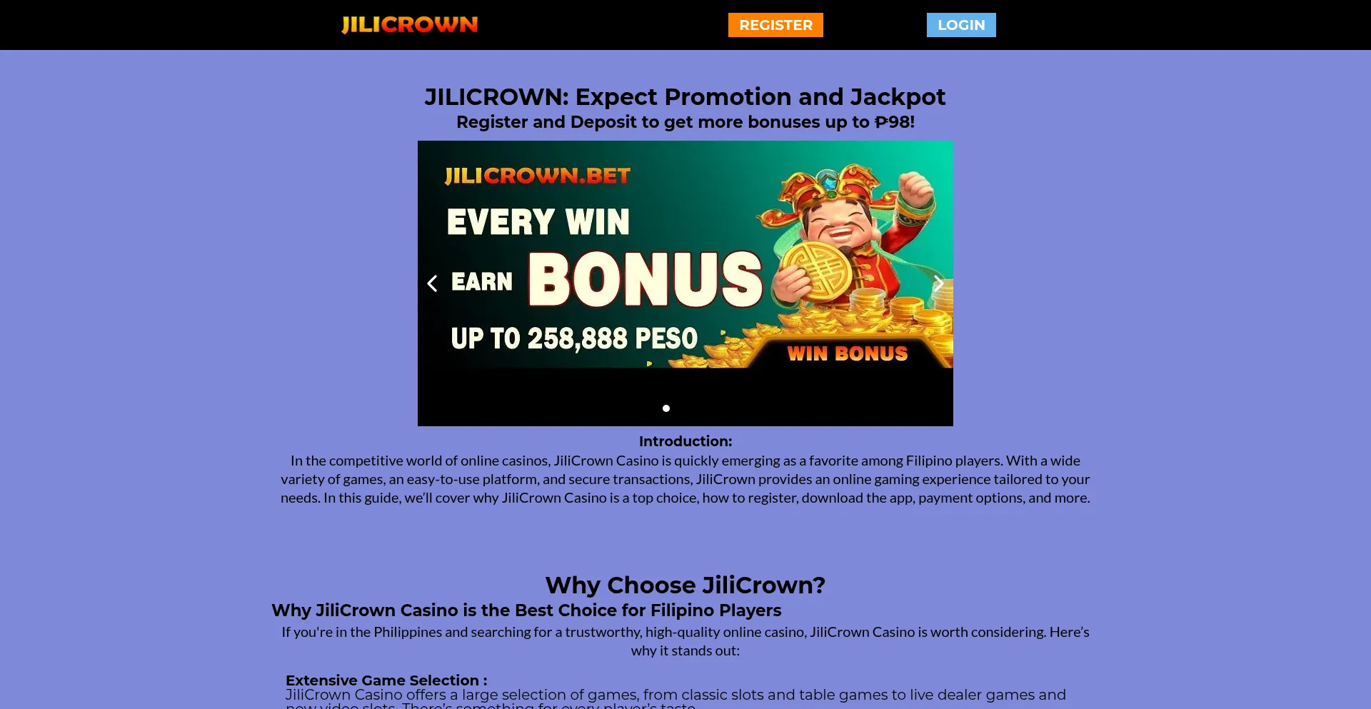 Website screenshot of Jilicrown.org