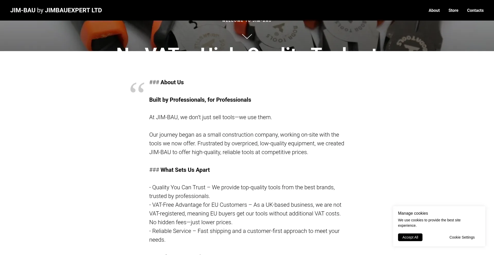 Website screenshot of Jim-bau.com
