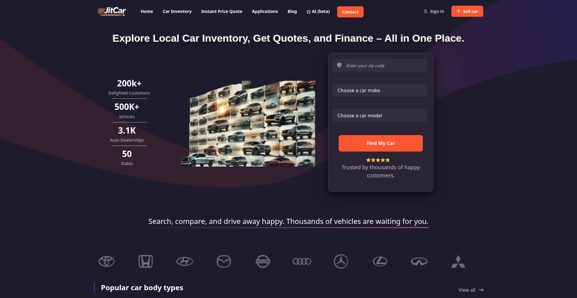 Website screenshot of Jitcar.com