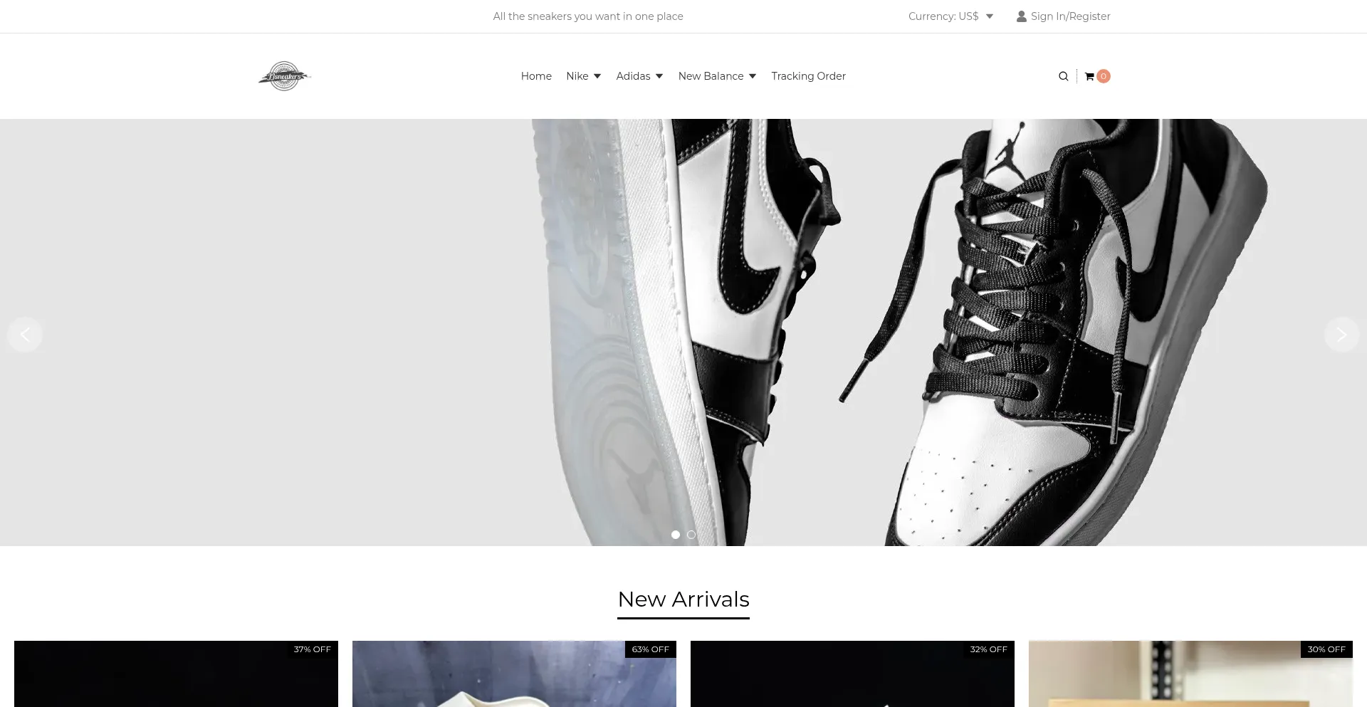 Website screenshot of Jjsneakers33.com