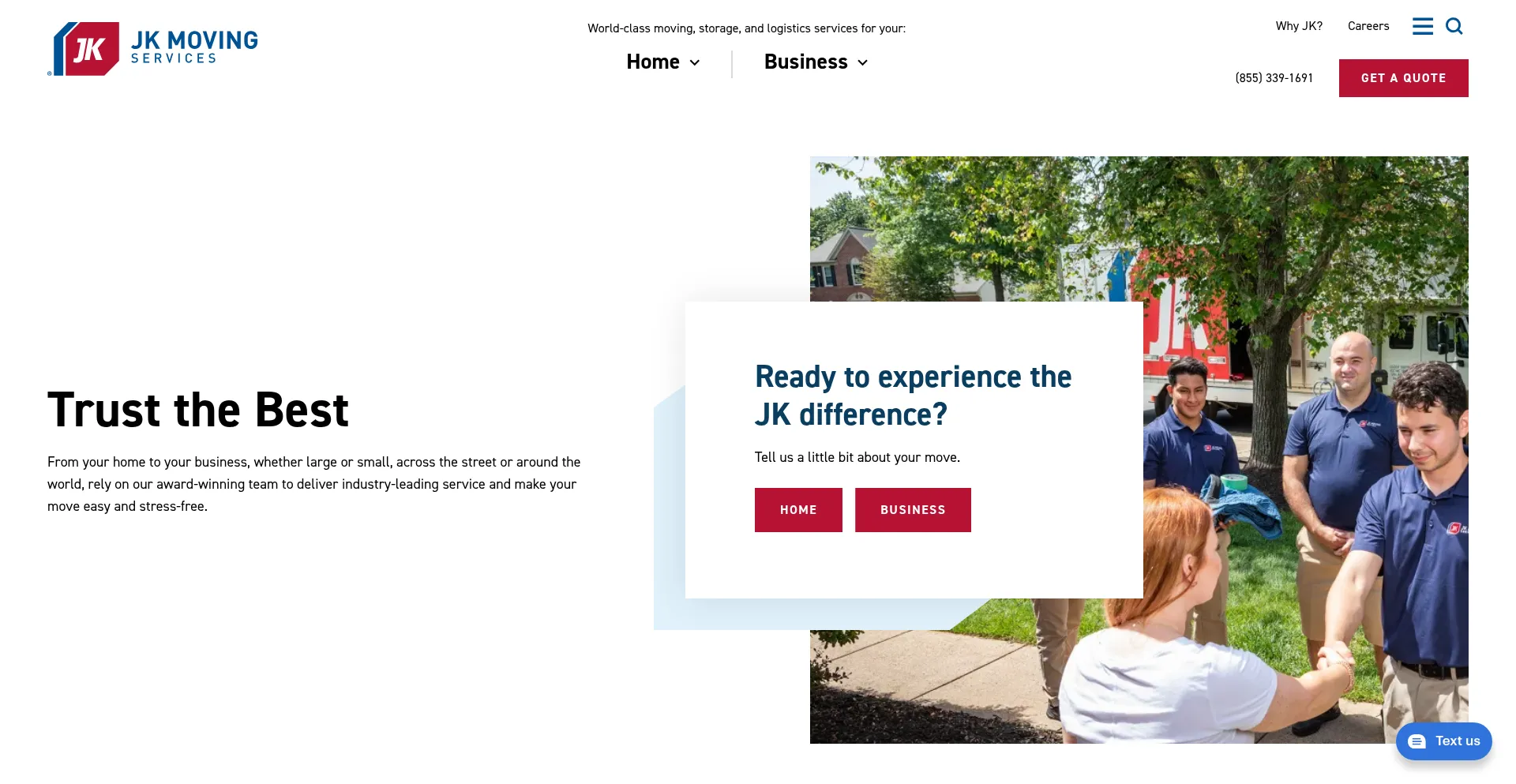 Website screenshot of Jkmoving.com